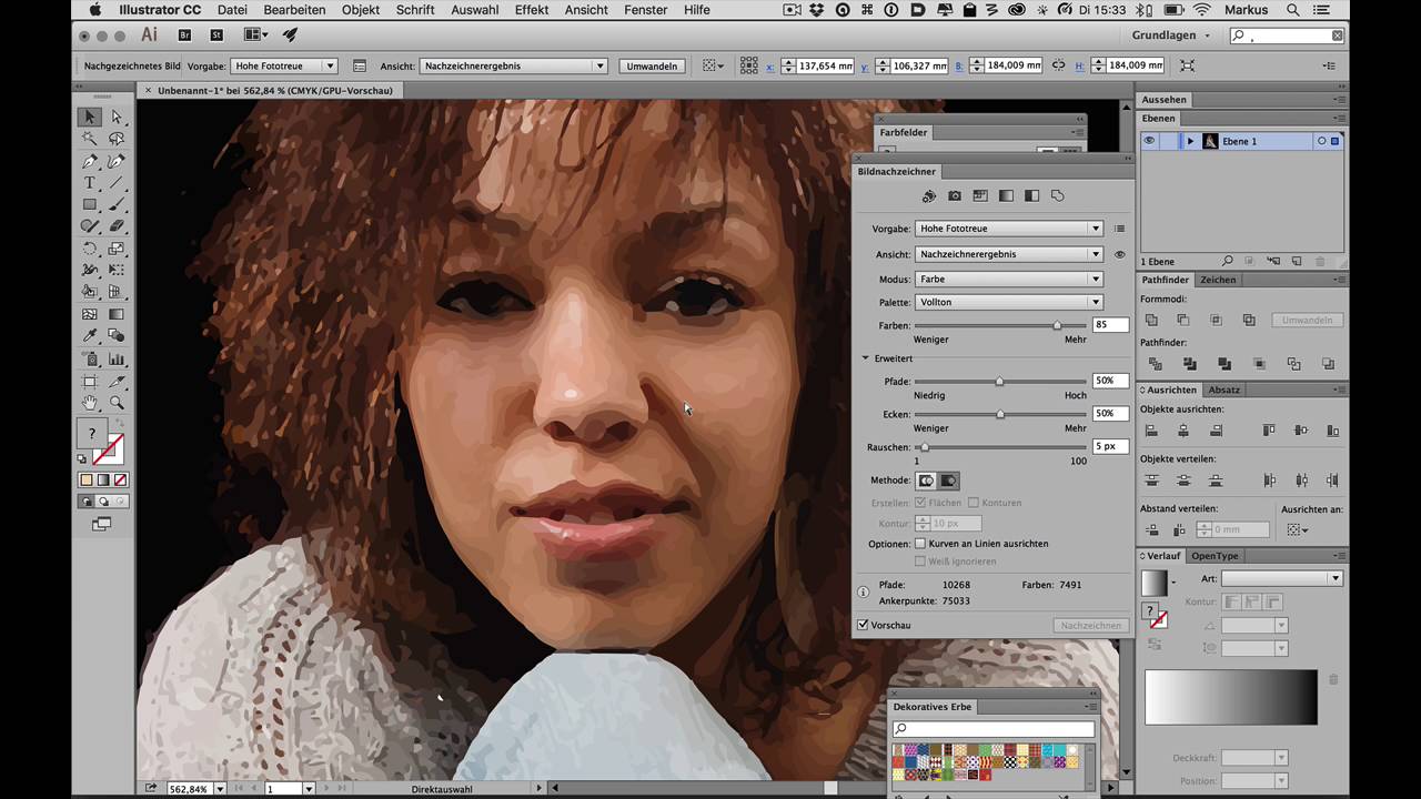 Illustrator CC WS15 Nachzeichnen