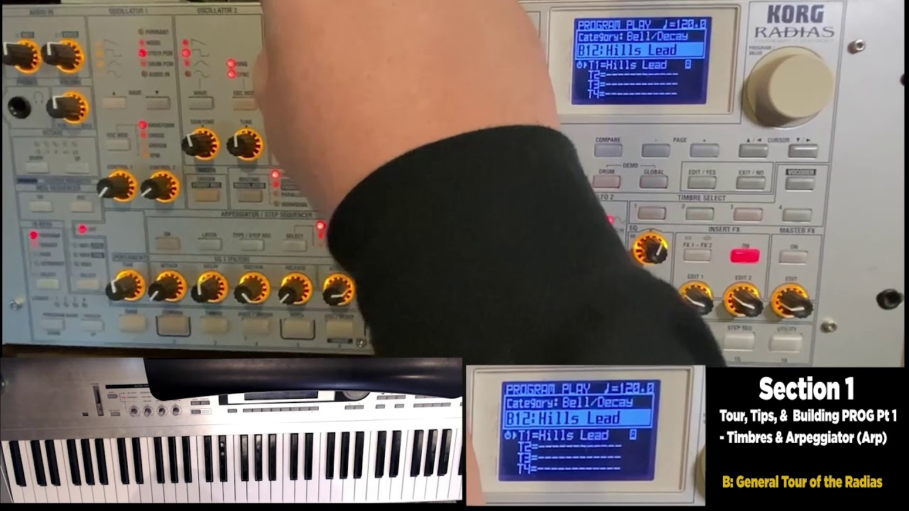 Korg Radias - Detailed Tutorial - Build A Program that uses Arpeggiator and Both Step Sequencers