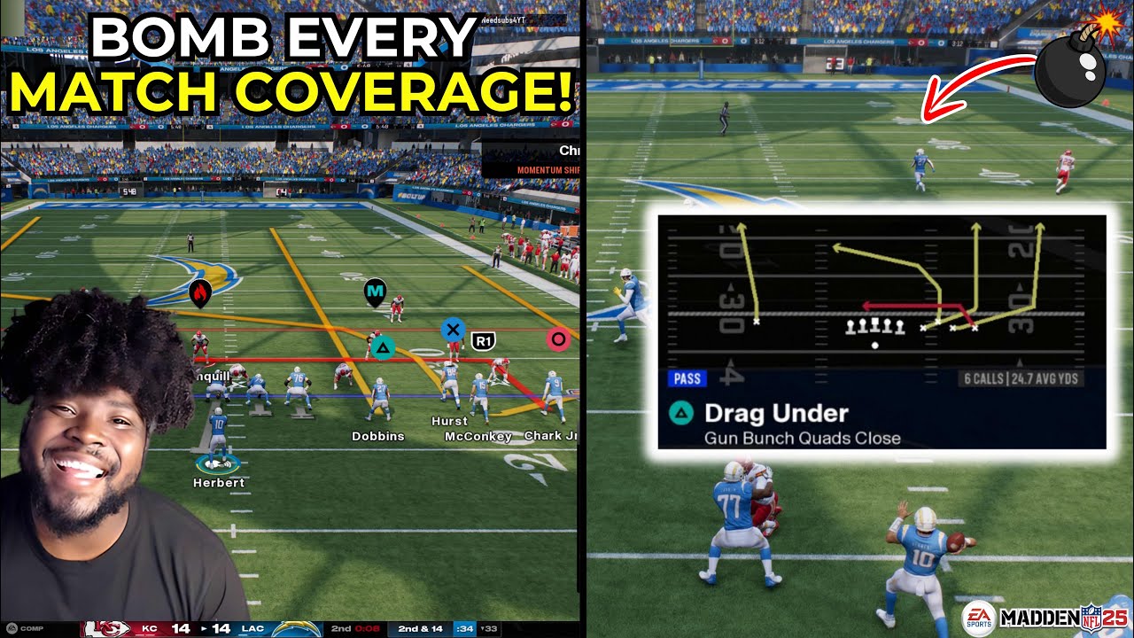 🚨Bomb Every Match Coverage Using This Play In Madden 25! | Bunch Quads Close Bomb +Gameplay |