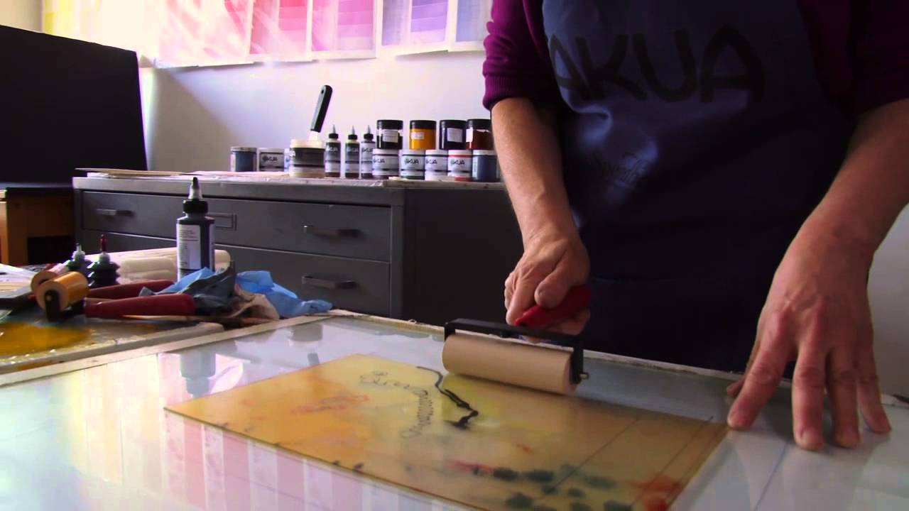 Hand-Pulled Monotype Printing with Akua Inks and Pin Press