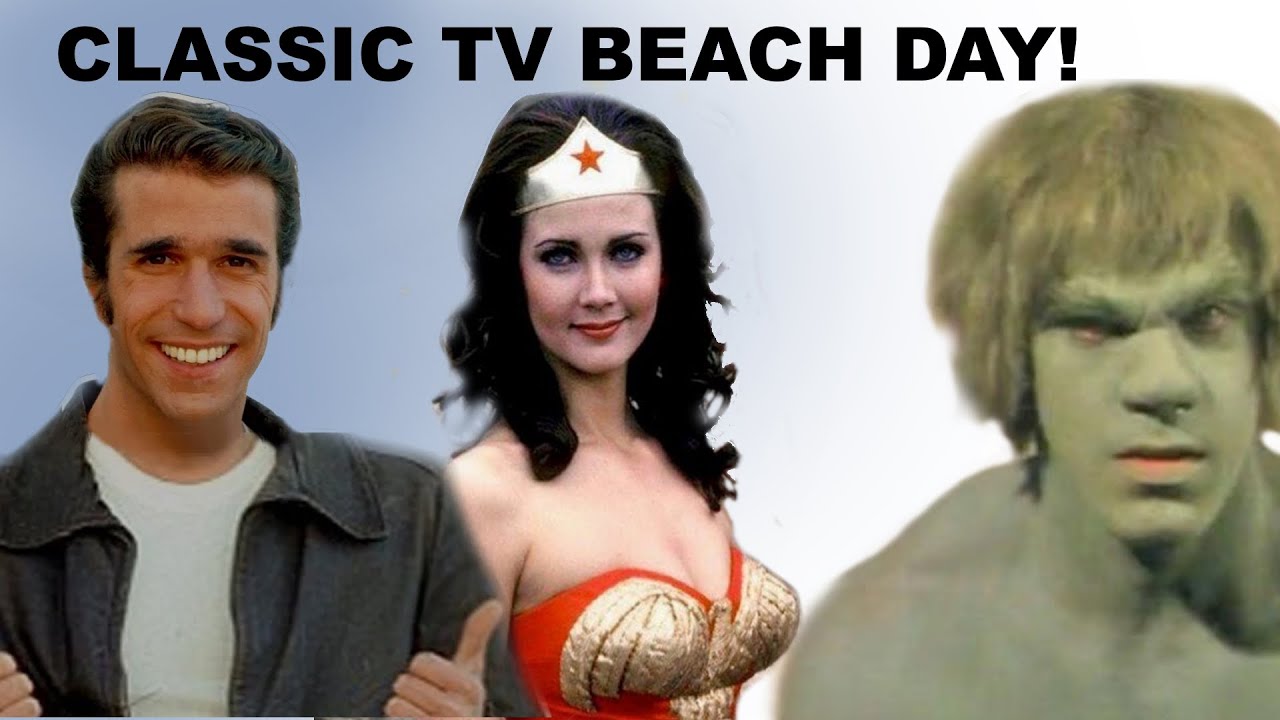 Hulk at the Beach with Wonder Woman, Fonz, and the Monkees
