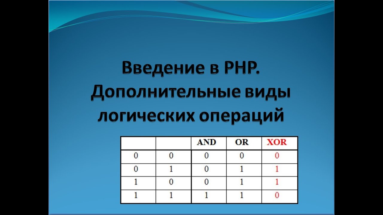 Программирование на PHP с нуля. Дополнительные виды логических операций