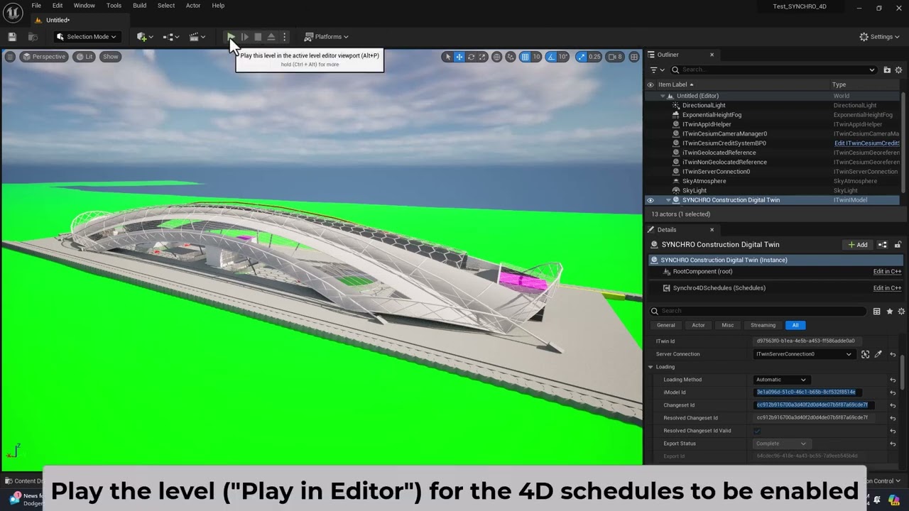 The iTwin Plugin for Unreal – 4D Animation Support