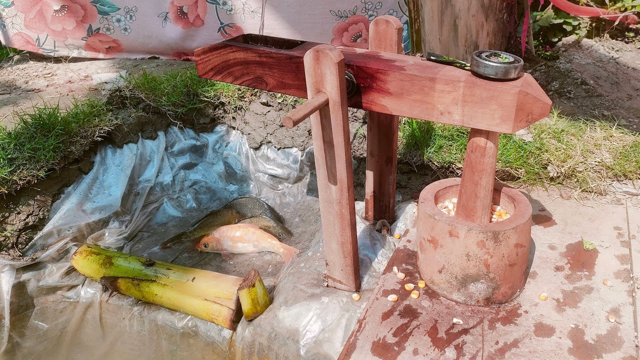 water powered corn pounder mill live ep -28