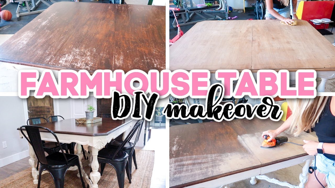 FARMHOUSE TABLE DIY MAKEOVER // Sanding, Staining & Sealing