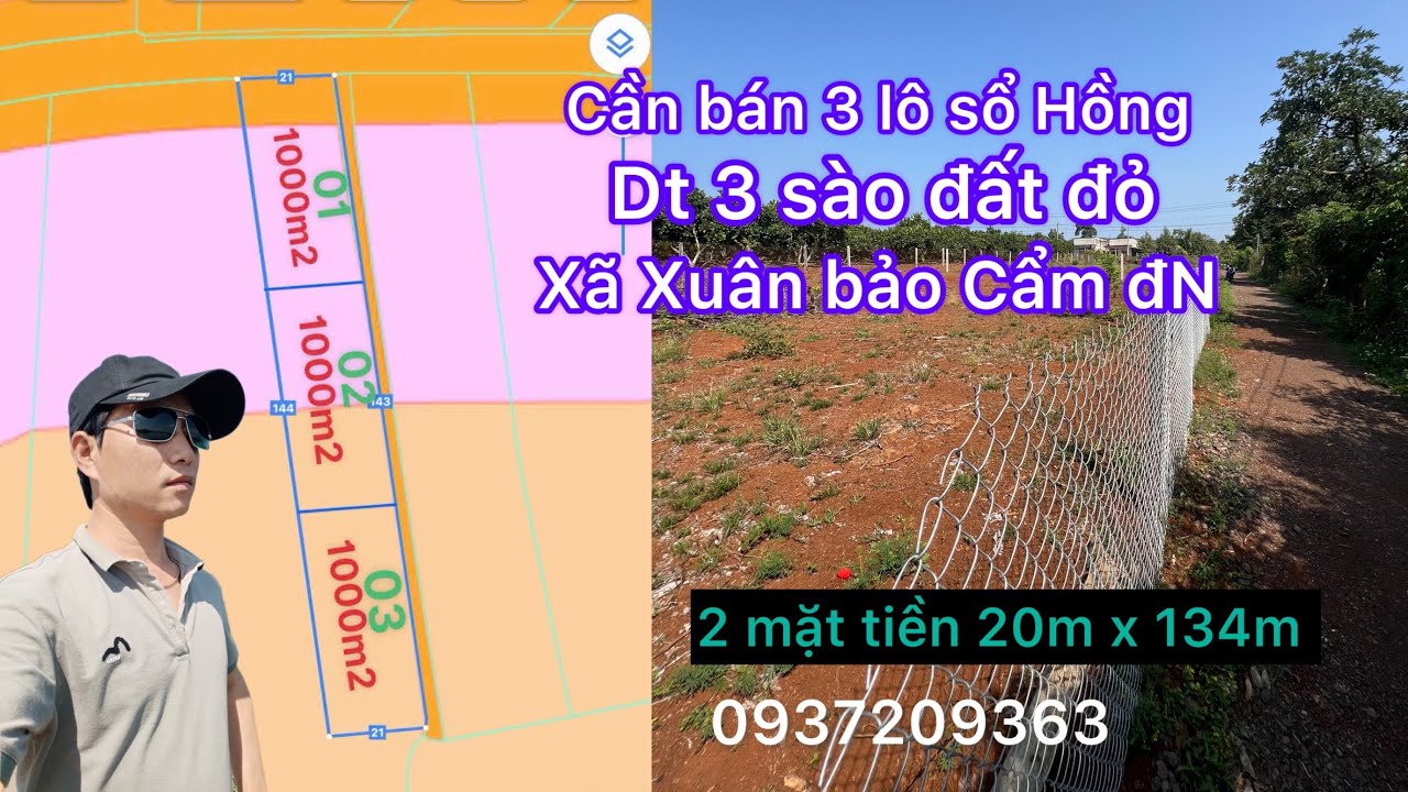 Cần bán lô đất xã Xuân bảo dt 3 sào đất Hồng mặt đường nhựa với đường đá mi 163m đất đỏ