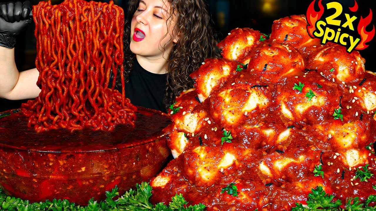 🔥 SPICY CAJUN SOFT BOILED EGG MUKBANG + 2x BULDAK NOODLES 🌶️ | EGG IN SEAFOOD SAUCE ASMR CHALLENGE 😱