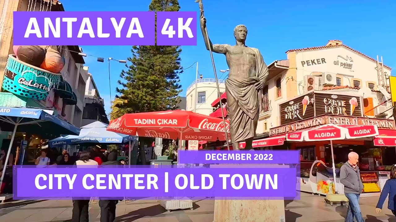 Antalya 2022 December City Center - Old Town Walking Tour|4k UHD 60fps