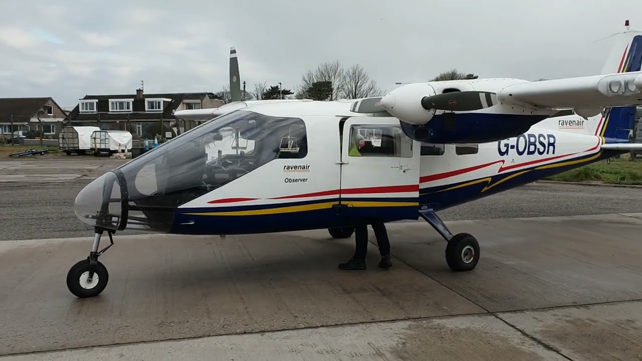 Partenavia P68 Observer glass nose cockpit Aerial Survey Flying London and Aberdeen