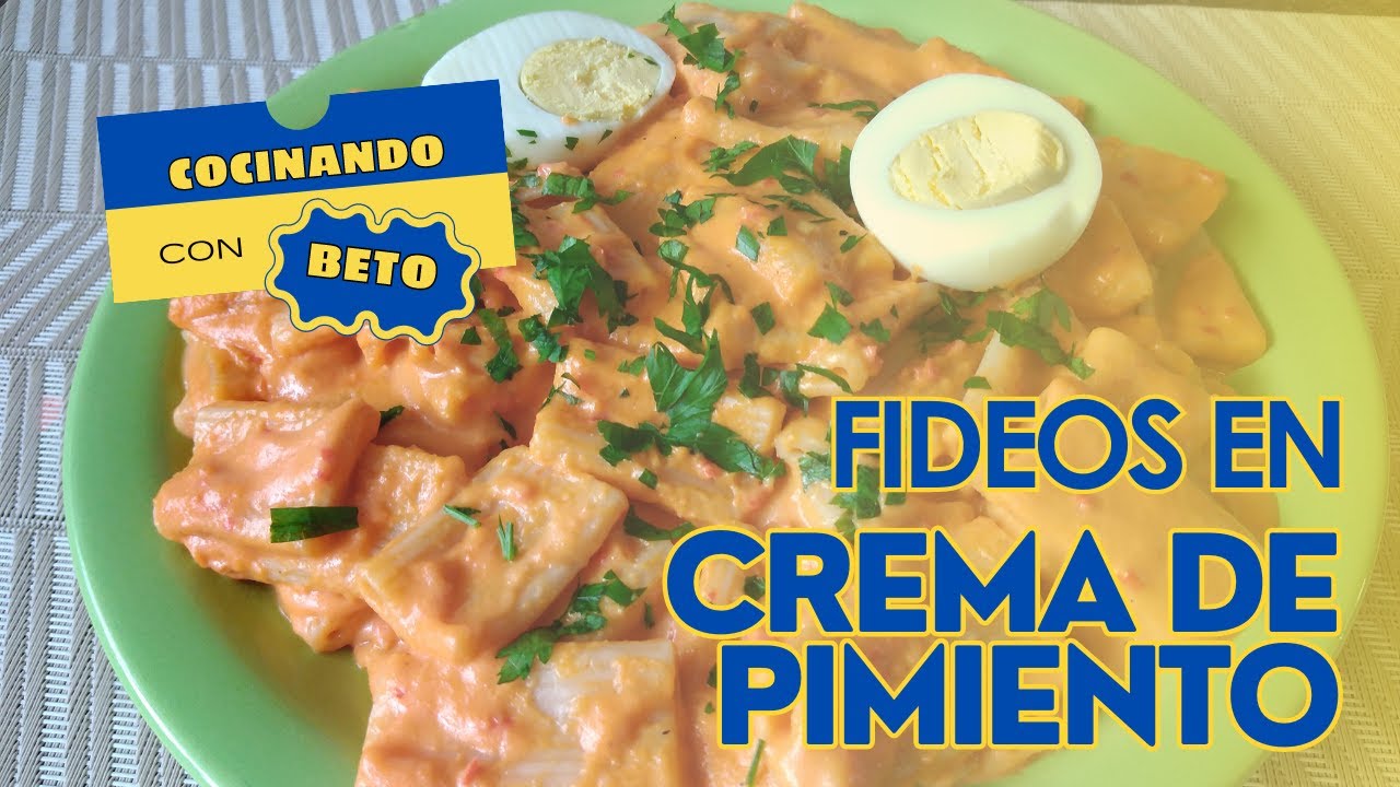 Fideos en crema de pimiento económico y saludable | Comida peruana | Cocinando con Beto