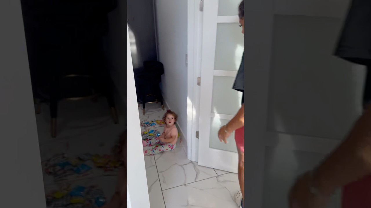 Mom and dad catch daughter hiding eating all the candy #shorts