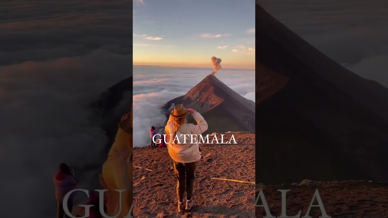 Hiking on one volcano while watching another one erupt 🤯 #acatenango #guatemala