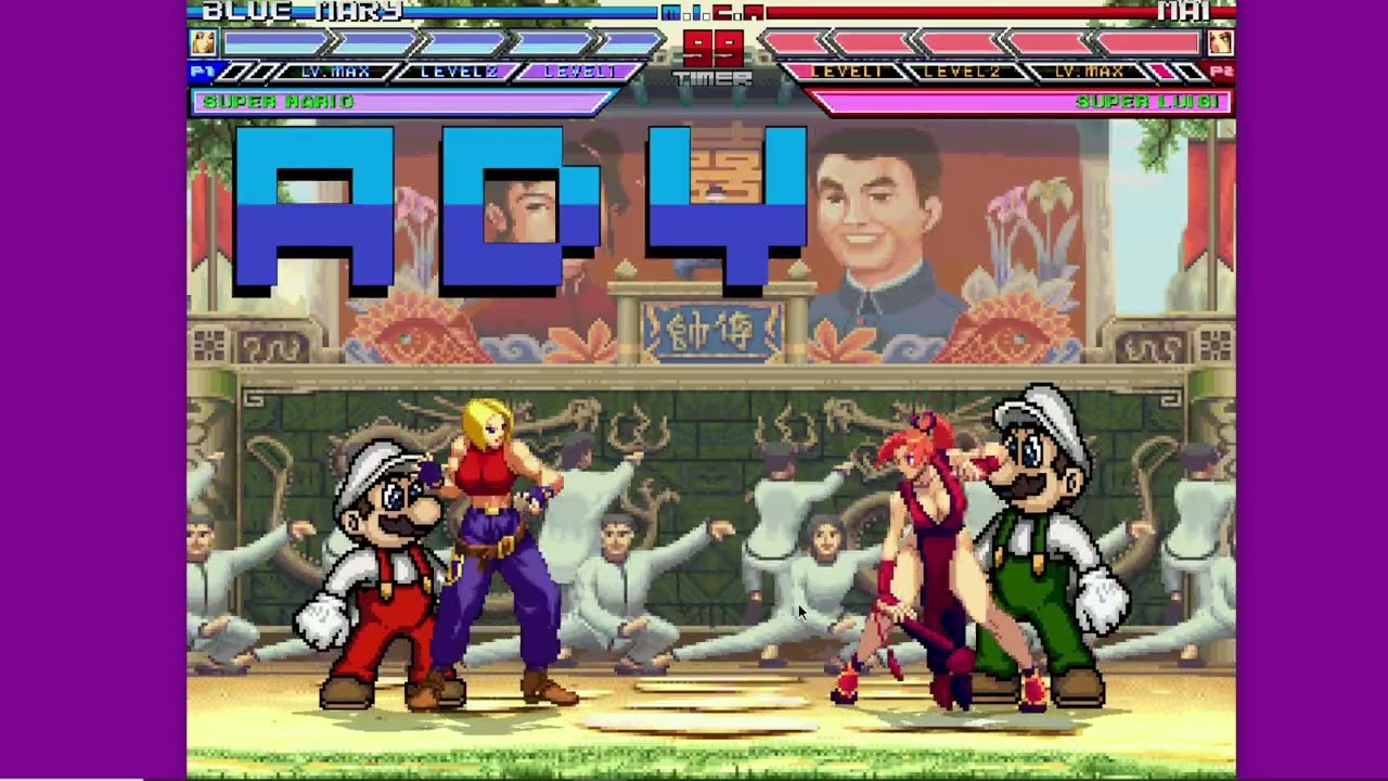 Karane MUGEN Battle #238: Blue Mary & Super Mario vs Mai Shiranui & Super Luigi