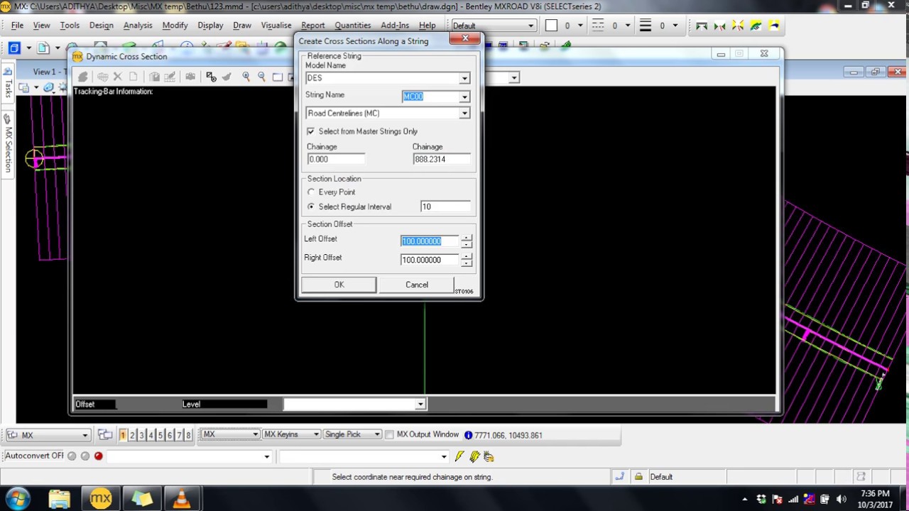 How to use MX roads software and Create Dynamic Cross Section in MX Road