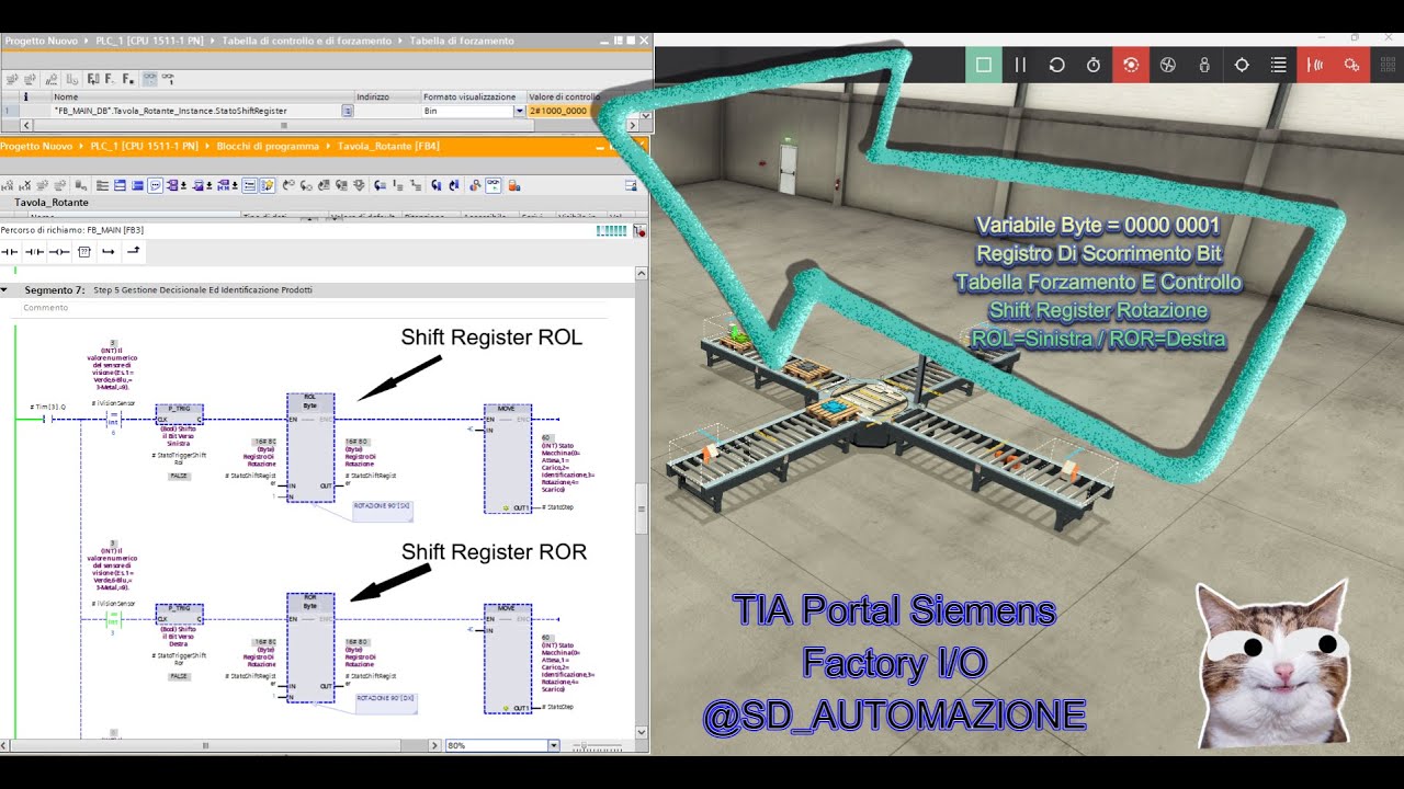 TUTORIAL: Gestione Avanzata dei Bit con ROR/ROL e Macchina a Stati. TIA Portal Siemens e Factory I/O