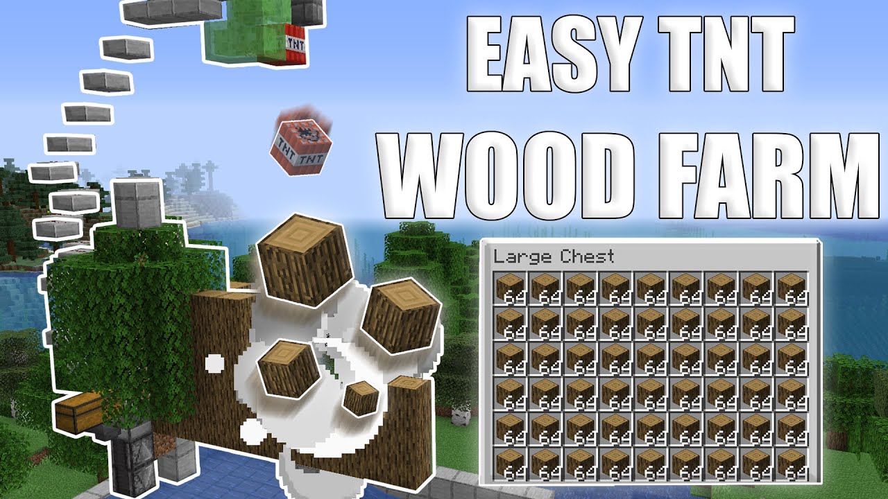 Minecraft Easy WOOD Farm Fully AFK with TNT - Tutorial 1.16