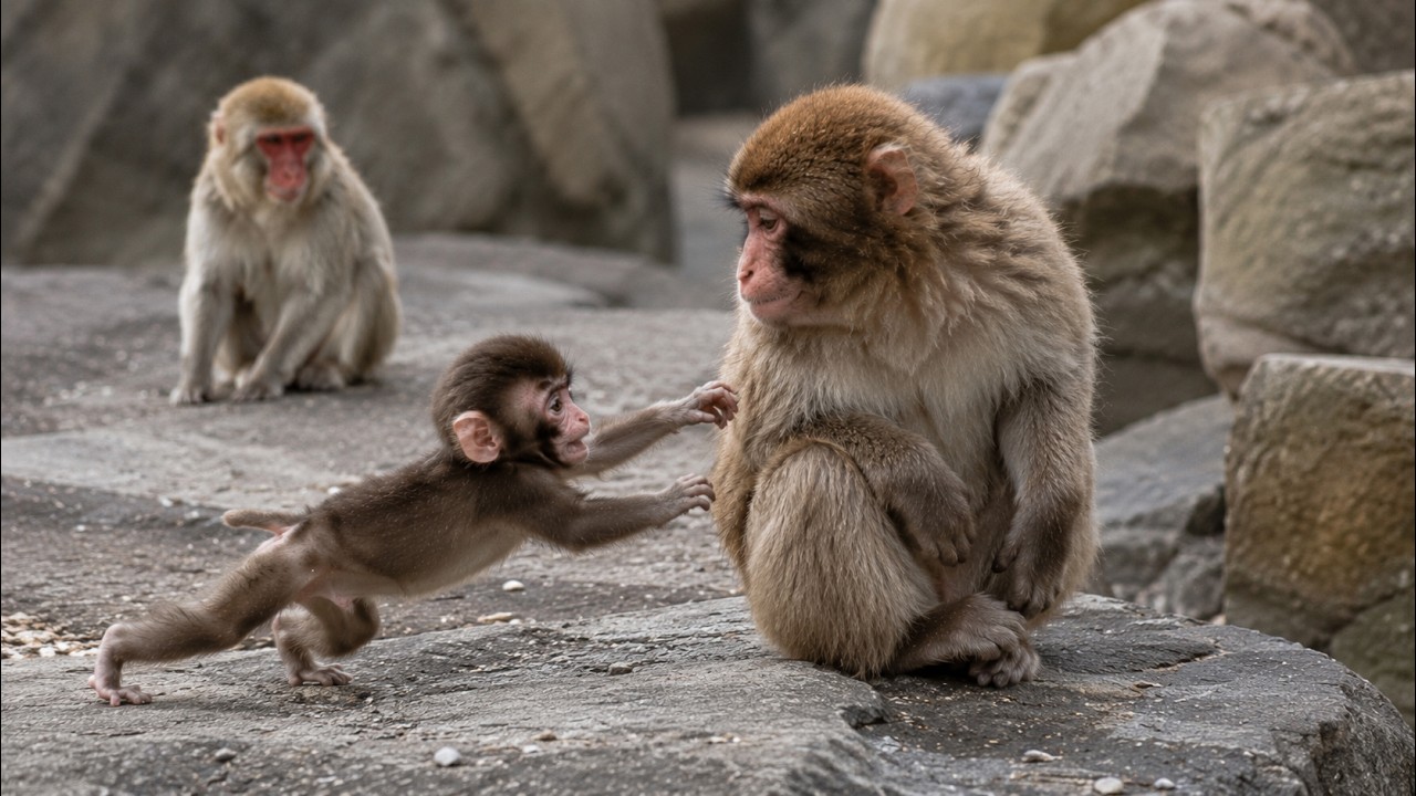 The Baby Monkey Wouldn&rsquo;t Stop Chasing Punch-kun&hellip; And Atomaru&rsquo;s Reaction Said Everything 😳🐒❤️