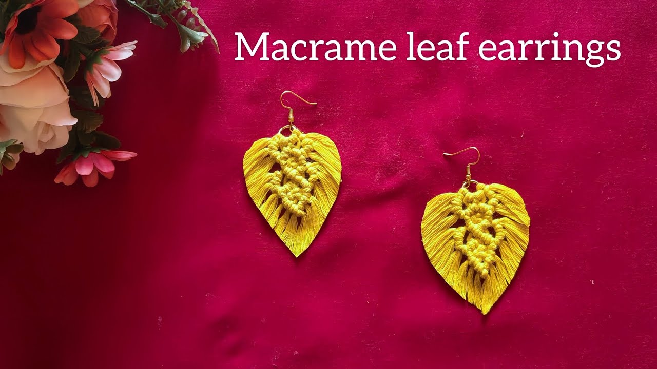 Diy Macrame leaf earrings tutorial | Feather earrings | easy steps for beginners | Boho design 