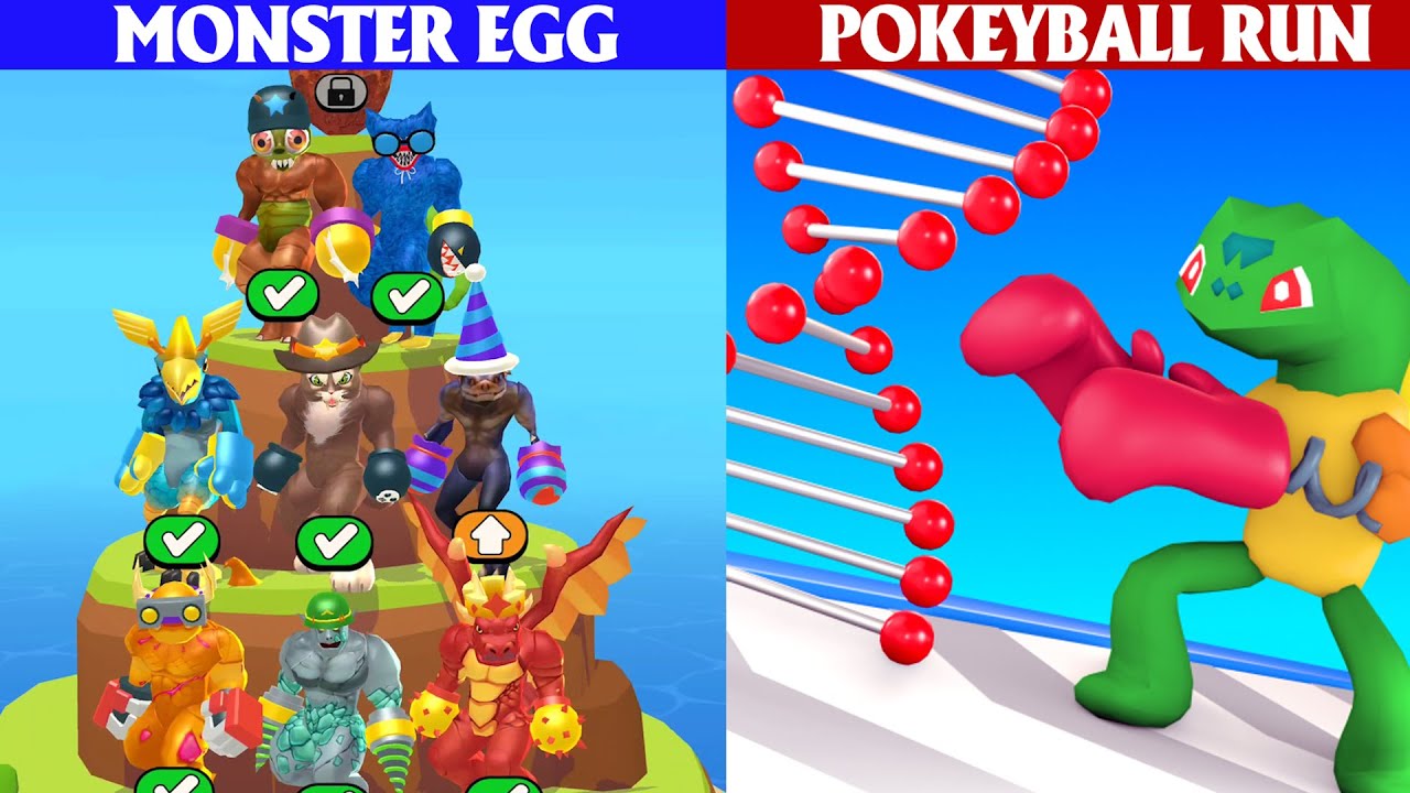 Monster Egg Game vs Pokeyball Run Game New MAX LEVEL Update Walkthrough - PikaName