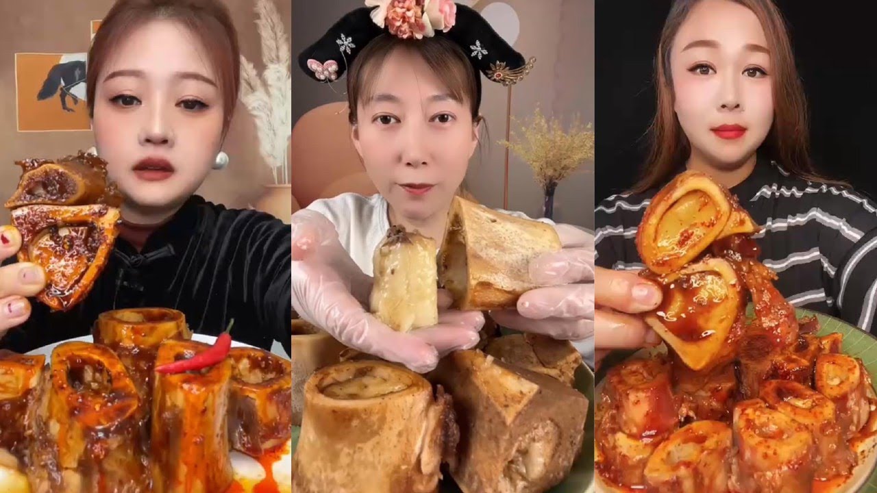 Chinese Food Mukbang Eating Show | Red beef bone marrow | Beef Bone Marrow Challenge #392