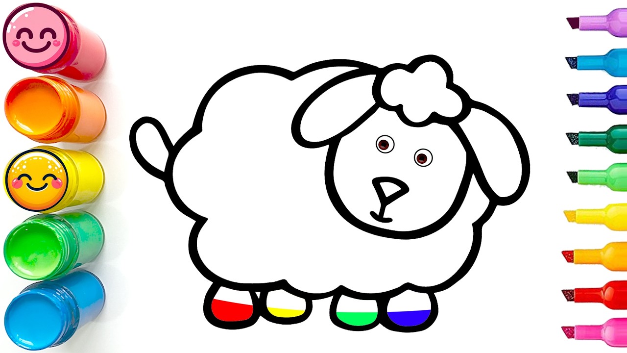Drawing and Coloring a Happy Sheep | Easy Step by Step Drawing Tutorial for Beginners