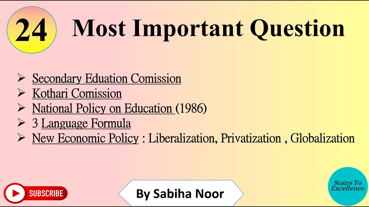 Important MCQs For Contemporary India and Education | Part-3 | Sabiha Noor