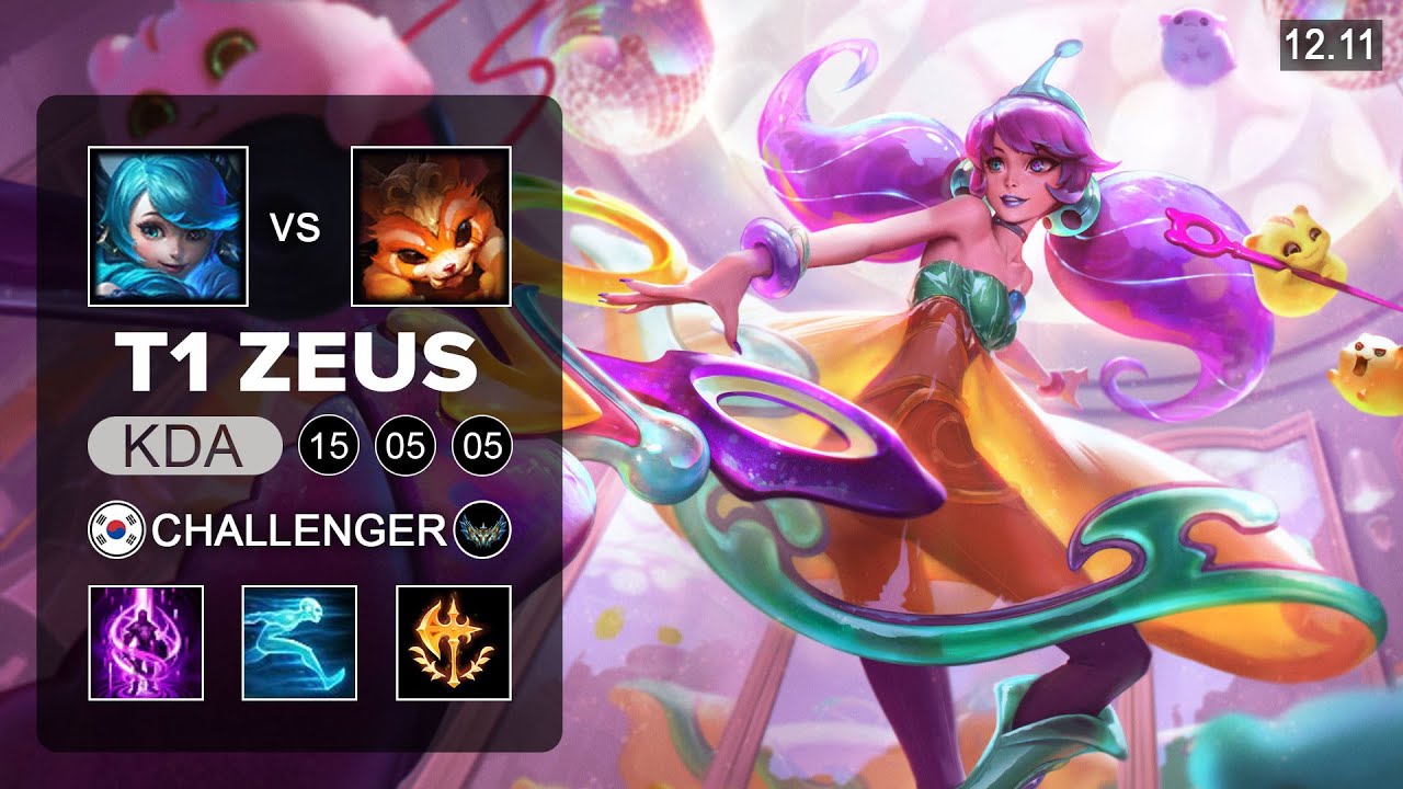 T1 Zeus Gwen vs Gnar Top - KR Challenger - Patch 12.11 Season 12