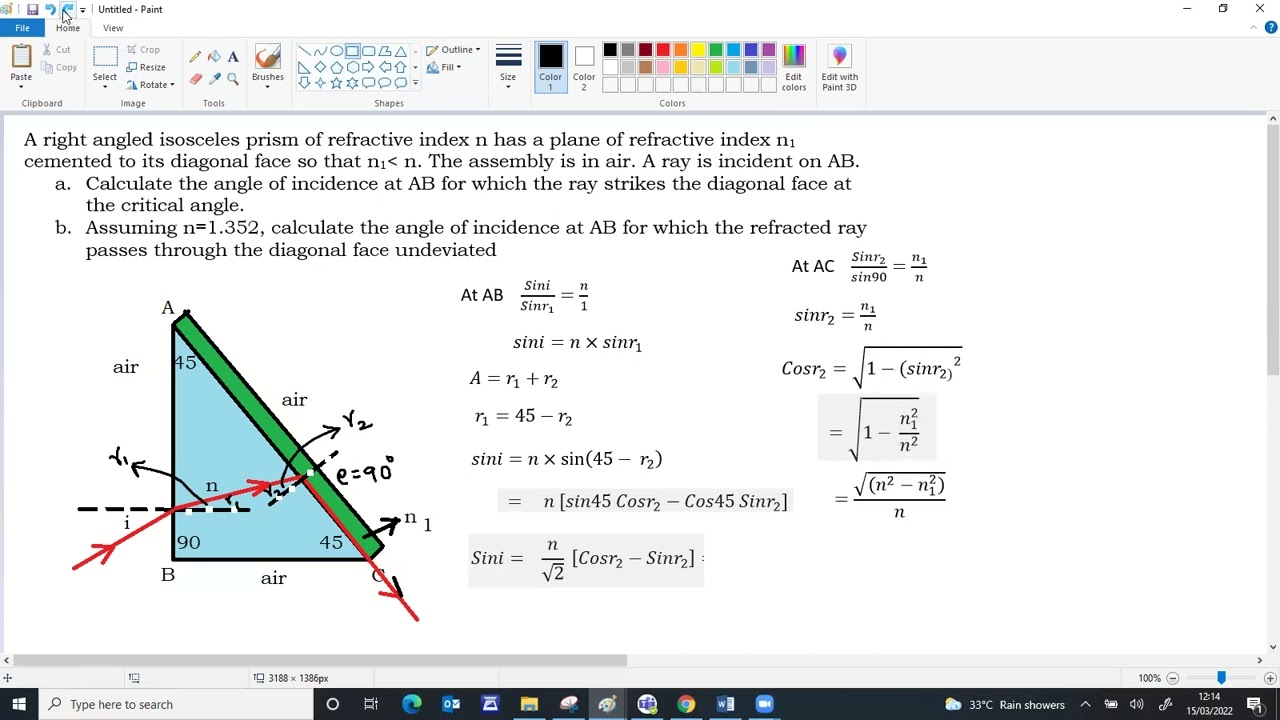 GRADE XII RAY OPTICS REFRACTION THROUGH A PRISM
