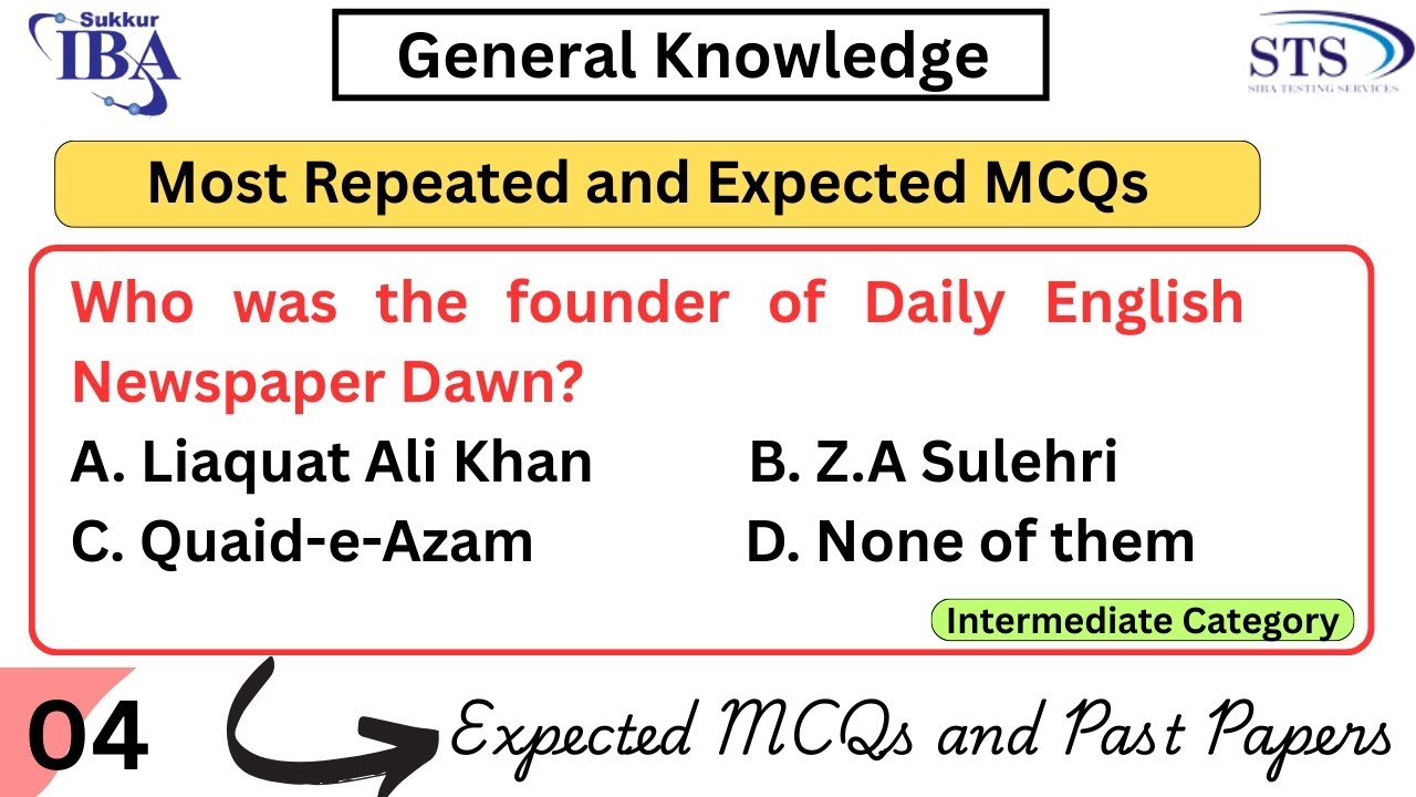 Most Repeated MCQs | General Knowledge | Most expected MCQs|Intermediate Category | BPS 05 to 15 |04