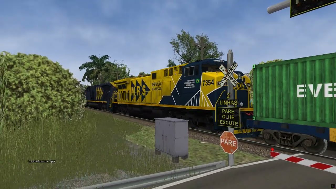 Ac44i #7302 e #7354 no trem de carga geral no Open rails/MSTS