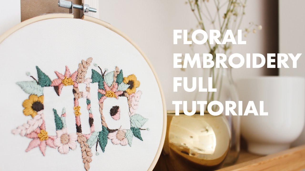 Custom floral embroidery FULL TUTORIAL for beginners