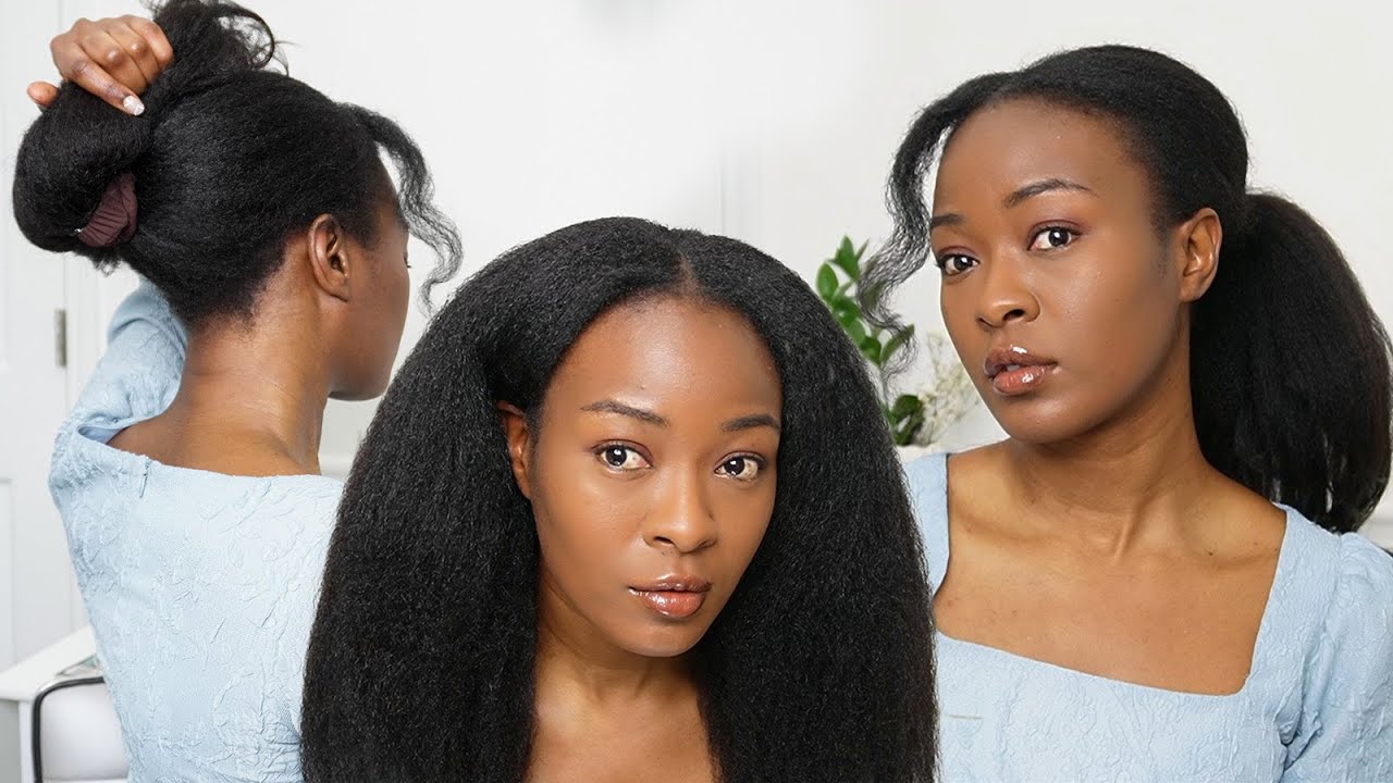 You Don't Need Heat to Blend This Half Wig 😍 3 in 1 Kinky Straight Wig By HERGIVENHAIR