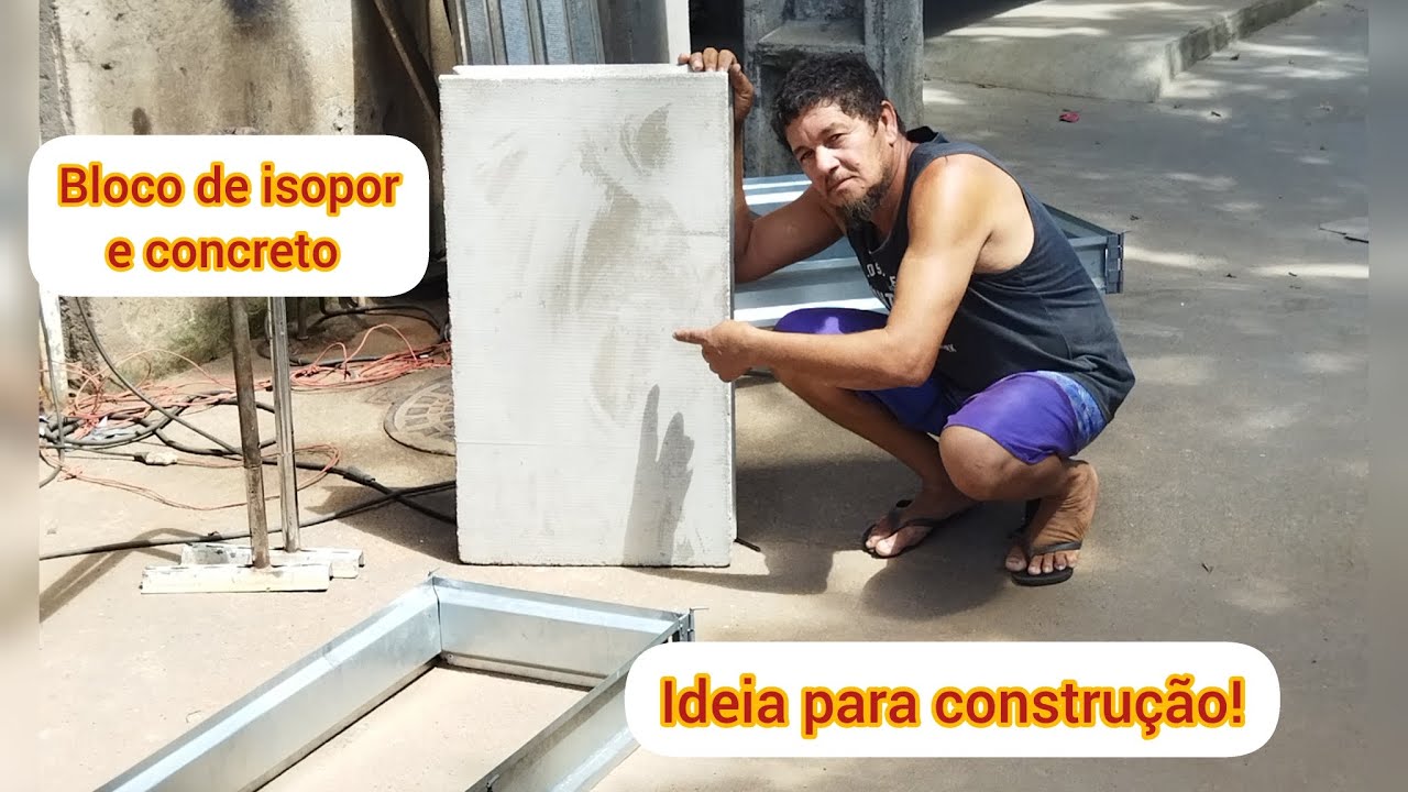 fabricação caseira! bloco de isopor e concreto.