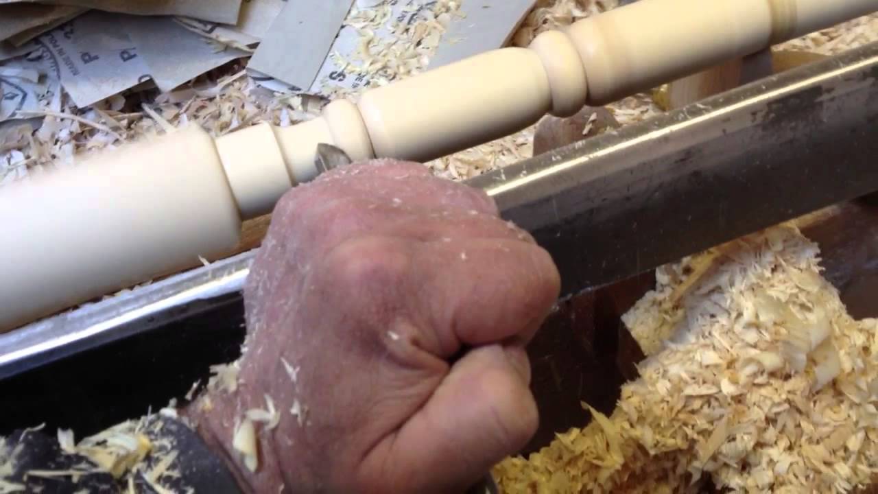 Hand woodturning stair spindles