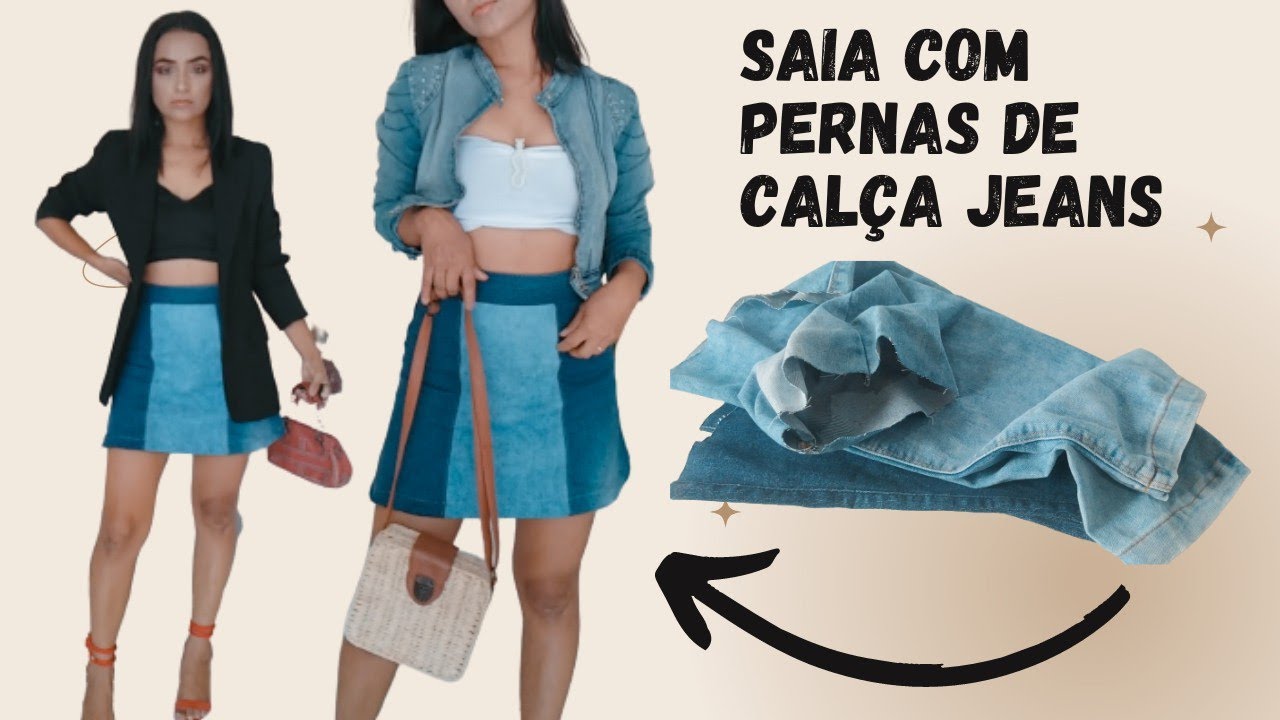 Saia Com Pernas de Calça Jeans | patchwork roupas