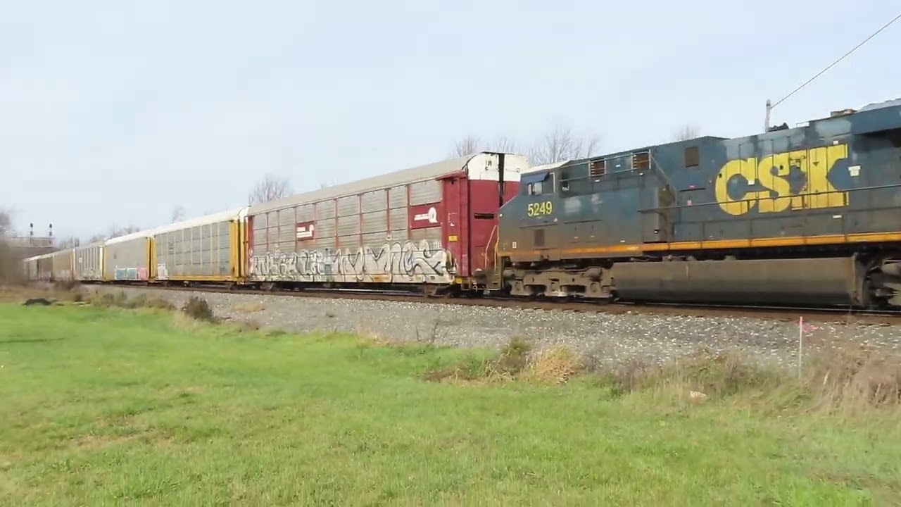 CSX Auto Rack train going through Sterling. Ohio on November 17, 2024