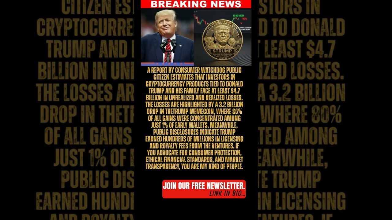 BREAKING: TRUST TRUMP? Investors in Trump&rsquo;s crypto products have lost at least $4.7 BILLION in value