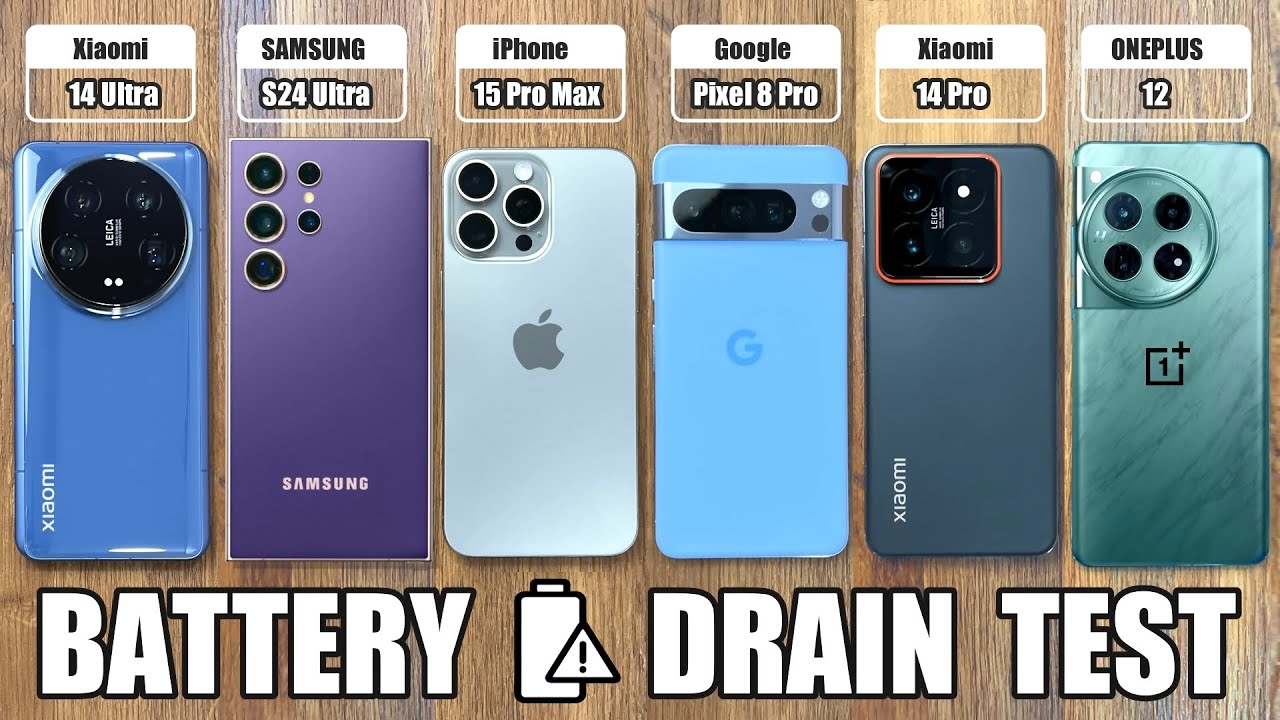 Xiaomi 14 Ultra vs iPhone 15 Pro Max / Samsung S24 Ultra / OnePlus 12 - BATTERY DRAIN TEST
