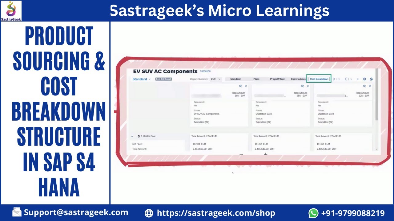 Product Sourcing & Cost Breakdown Structure in SAP S4 HANA || Sastrageek Micro Learning