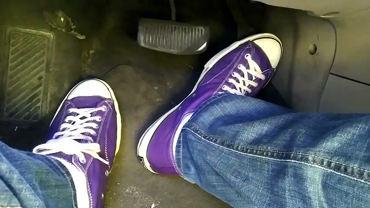 driving in size 17 purple vintage converse- USA made