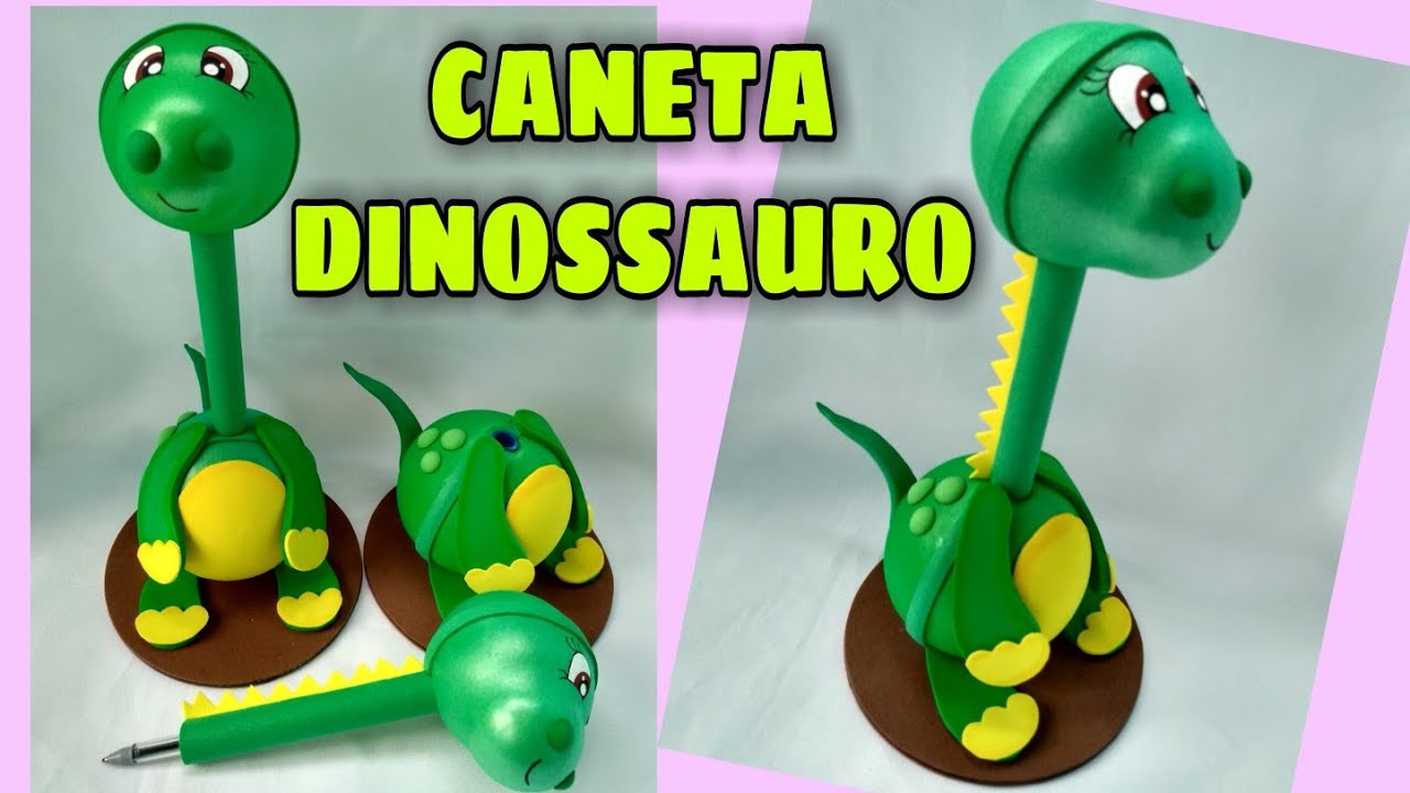 Como fazer caneta dinossauro decorada com Eva | Faça e venda dinossauro de eva