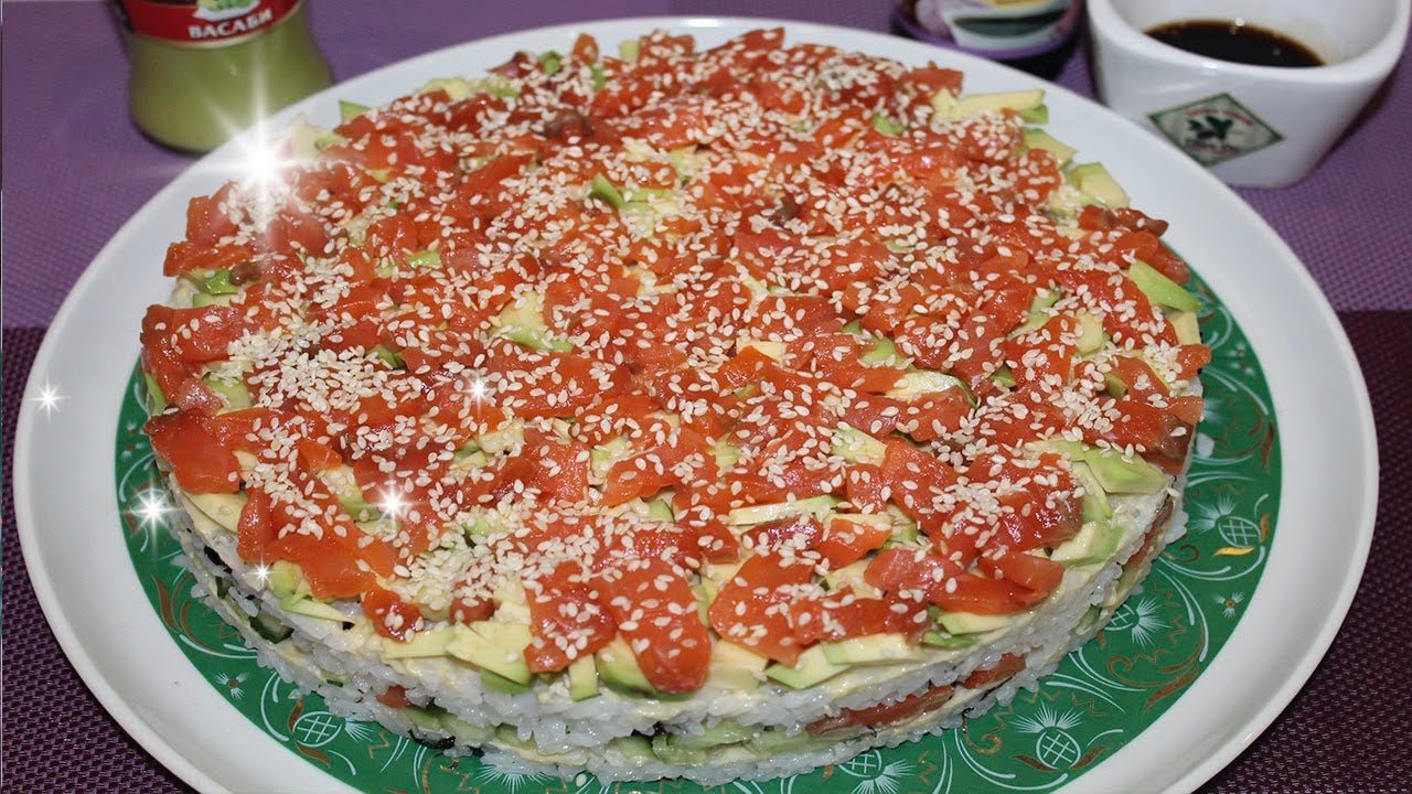 Это блюдо всегда меня выручает. Любимый вкус, минимум возни. Вкуснейший суши-торт!