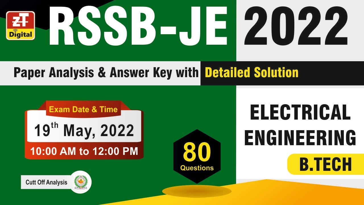 RSMSSB- JEN 2022 Solution & Answer Key | ELECTRICAL(B.Tech) Technical | 19 May 22 | Expected CUT-OFF
