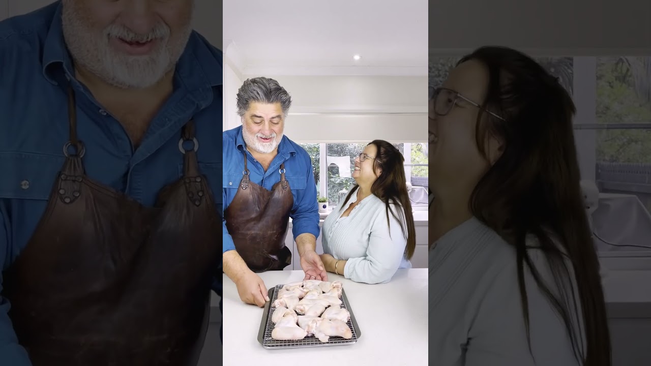 Matt Preston and Michelle Southan cook buffalo chicken wings in the air fryer! #shorts