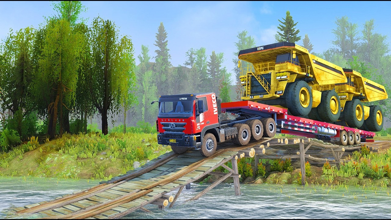 INSANE Two Mining Truck Transports Through DEADLY Bridge