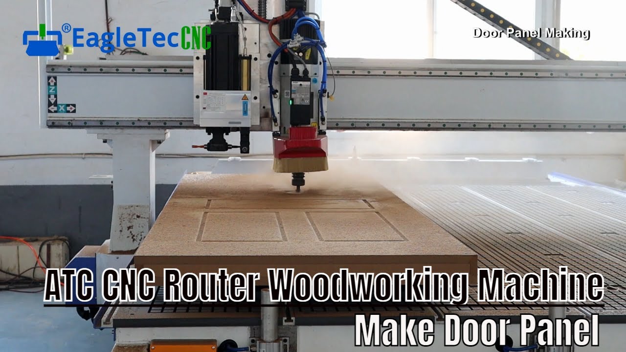 ATC CNC Router Woodworking Machine with Horizontal Drill Head to Make Door Panel on 65mm MDF Board