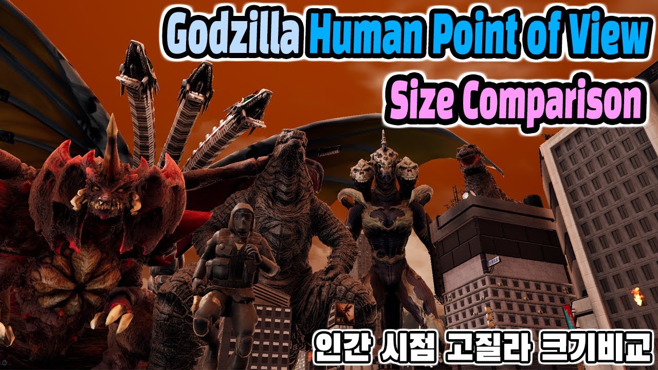 Godzilla Size Comparison : Human Point of View (고질라 크기비교 : 사람 시점 3d 애니메이션) (feat. Kaiju Universe)