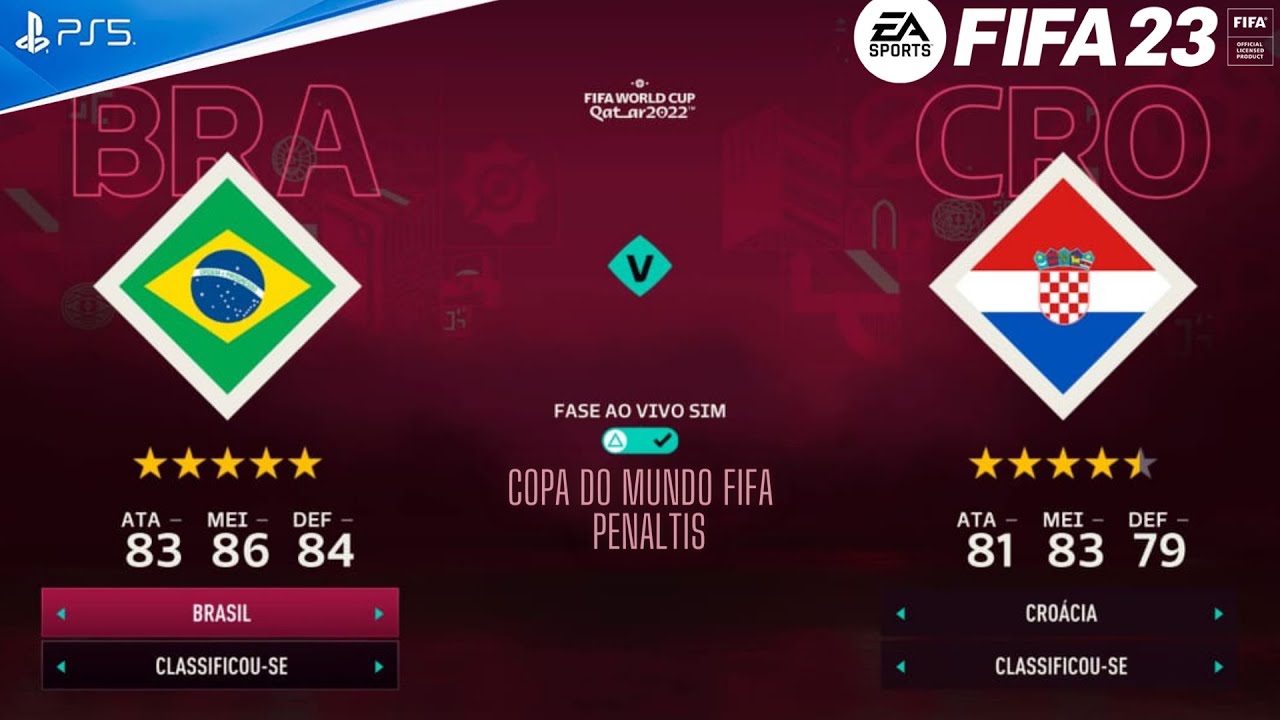 FIFA 23 - Brasil  vs Croacia | Gameplay PS5  [4K 60FPS] Copa do Mundo FIFA 2022 - Final Penaltis