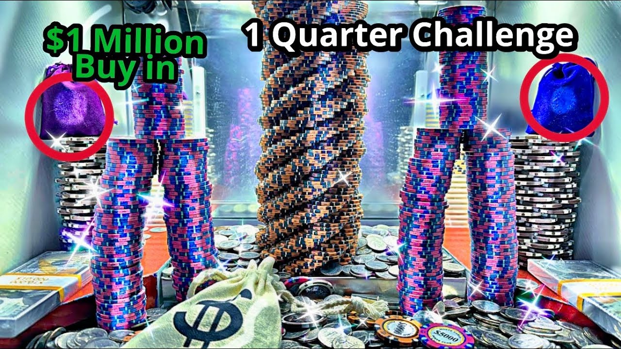 Super risky 1 quarter challenge high limit coin pusher