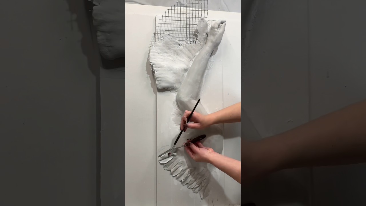 Bas relief sculpture with joint compound on drywall #basrelief #3dart #sculpturepainting